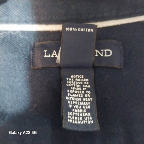 Lands End Mens Long Sleeve Button-Down Shirt Size L 100% Cotton Navy Blue - Picture 5 of 7